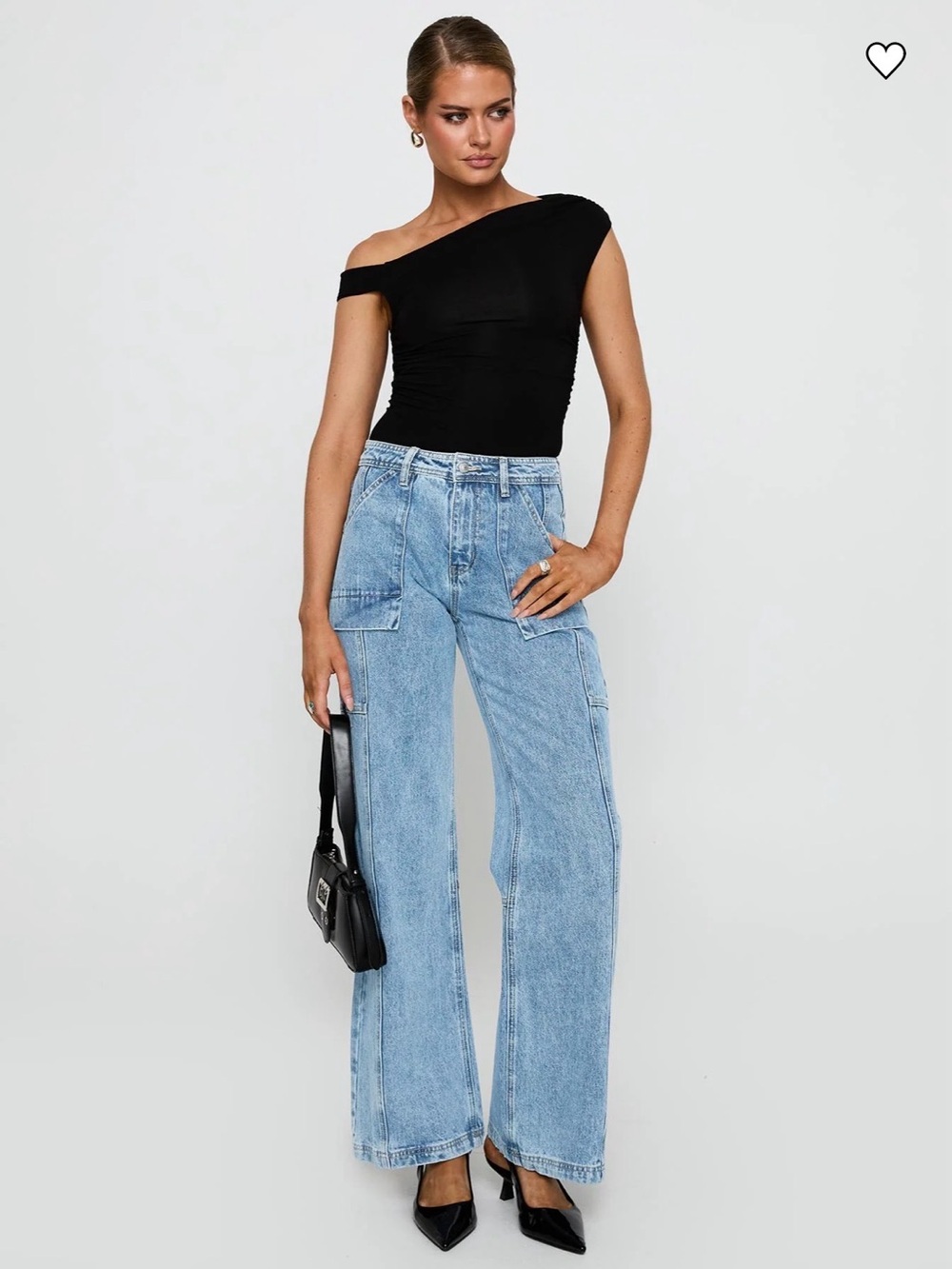 Princess Polly NWT Chad Cargo Jeans Mid‎ Wash Denim Size 4